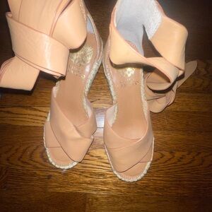 Vince Camuto Tan Espadrille Wedges with Ankle Straps